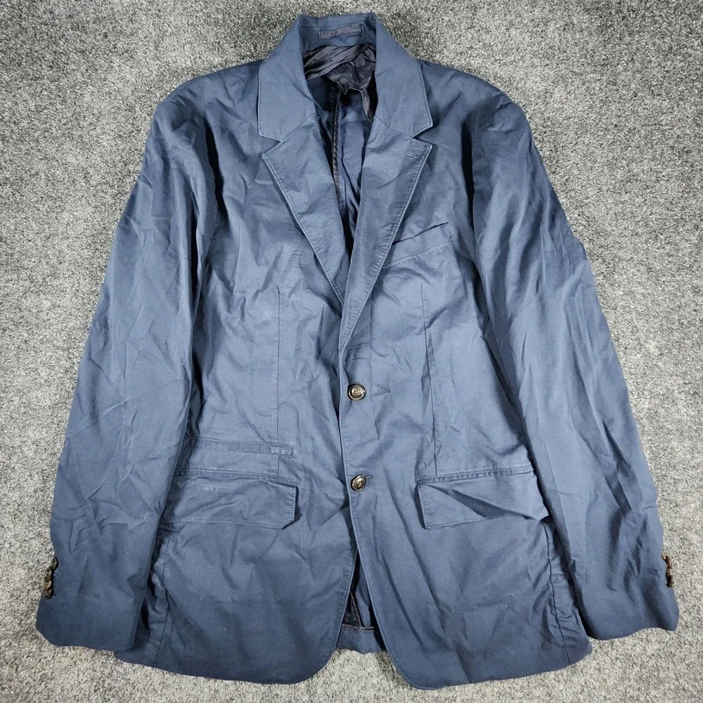 Faherty Organic Cotton Coolmax Sport Coat Blazer Mens Large Navy MOS2314-NVY
